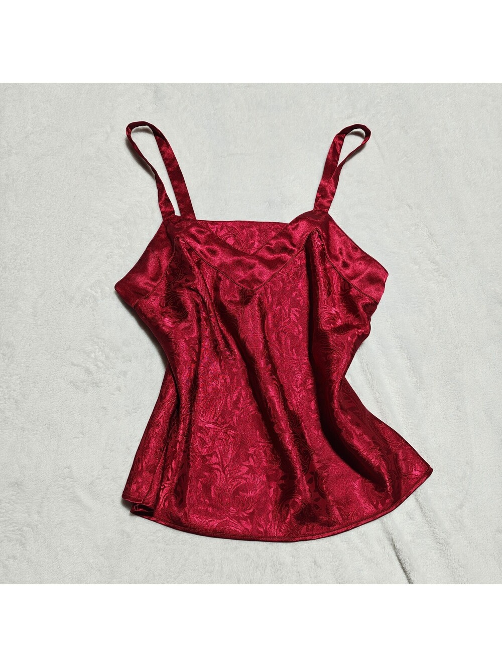 Vintage satin red brocade camisole with sweetheart neckline